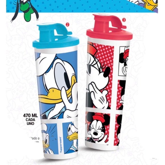 Tupperware Disney Tumbler With Flip-Top Set of 2 Donald & Minnie - Picture 2 of 4